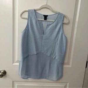 Ann Taylor Lt Blue, V Neck, Pleated Blouse
